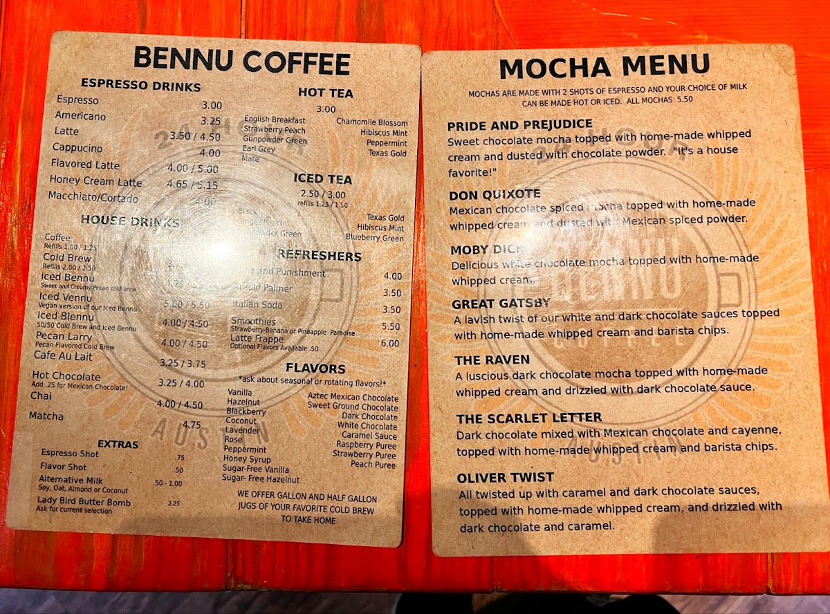 Bennu Coffee Menu - Image 2